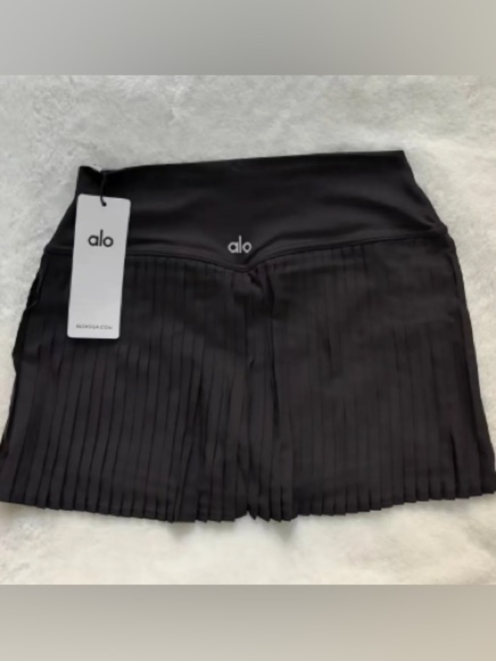 ALO Yoga Black Pleated Skort with Built-In Shorts